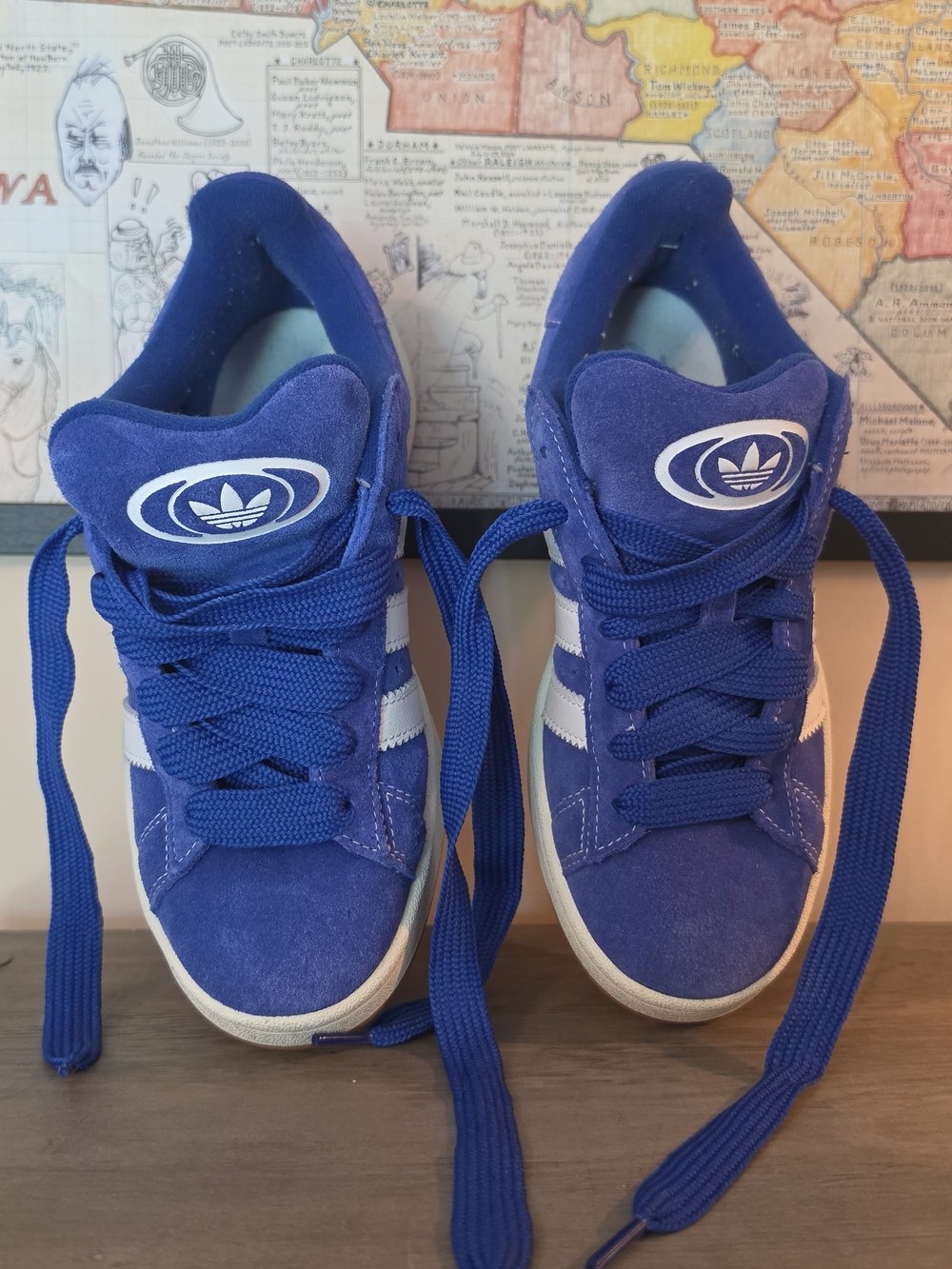 Adidas Blue Suede Sneakers with White Stripes